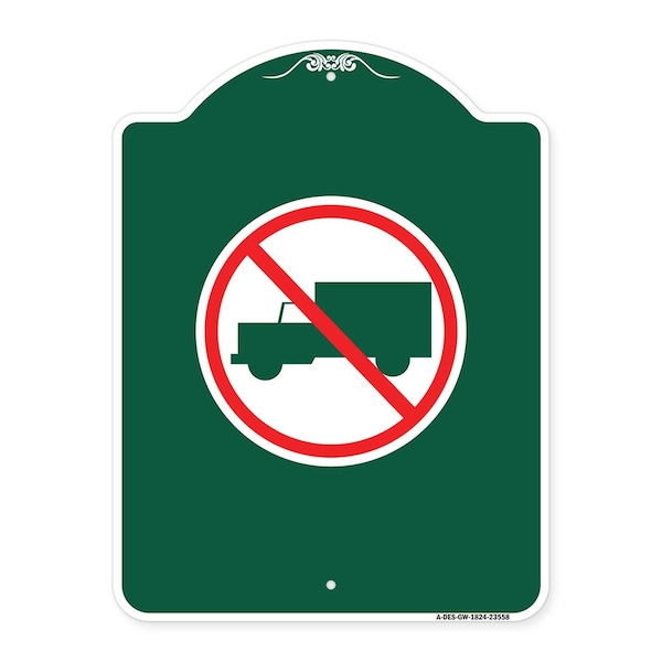 Signmission Designer Series Sign-No Truck, Green & White Aluminum Architectural Sign, 18" x 24", GW-1824-23558 A-DES-GW-1824-23558 - main